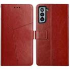 For Samsung Galaxy S21+ 5G Y Stitching Horizontal Flip Leather Case with Holder & Card Slots & Wallet & Photo Frame(Brown) - 1