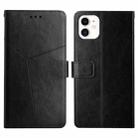 For iPhone 11 Y Stitching Horizontal Flip Leather Phone Case with Holder & Card Slots & Wallet & Photo Frame (Black) - 1