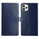 For iPhone 11 Pro Y Stitching Horizontal Flip Leather Phone Case with Holder & Card Slots & Wallet & Photo Frame (Blue) - 1