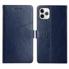 For iPhone 11 Pro Max Y Stitching Horizontal Flip Leather Phone Case with Holder & Card Slots & Wallet & Photo Frame (Blue) - 1