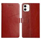 For iPhone 12 mini Y Stitching Horizontal Flip Leather Phone Case with Holder & Card Slots & Wallet & Photo Frame (Brown) - 1