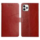 For iPhone 12 / 12 Pro Y Stitching Horizontal Flip Leather Phone Case with Holder & Card Slots & Wallet & Photo Frame(Brown) - 1