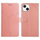 For iPhone 13 Y Stitching Horizontal Flip Leather Phone Case with Holder & Card Slots & Wallet & Photo Frame(Rose Gold) - 1