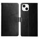For iPhone 13 mini Y Stitching Horizontal Flip Leather Phone Case with Holder & Card Slots & Wallet & Photo Frame (Black) - 1