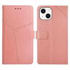 For iPhone 13 mini Y Stitching Horizontal Flip Leather Phone Case with Holder & Card Slots & Wallet & Photo Frame (Rose Gold) - 1