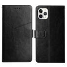 For iPhone 13 Pro Y Stitching Horizontal Flip Leather Phone Case with Holder & Card Slots & Wallet & Photo Frame (Black) - 1