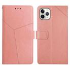 For iPhone 13 Pro Max Y Stitching Horizontal Flip Leather Phone Case with Holder & Card Slots & Wallet & Photo Frame (Rose Gold) - 1