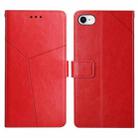 For iPhone SE 2022 / SE 2020 / 8 / 7 Y Stitching Horizontal Flip Leather Phone Case with Holder & Card Slots & Wallet & Photo Frame(Red) - 1