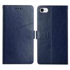 For iPhone SE 2022 / SE 2020 / 8 / 7 Y Stitching Horizontal Flip Leather Phone Case with Holder & Card Slots & Wallet & Photo Frame(Blue) - 1