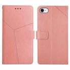 For iPhone SE 2022 / SE 2020 / 8 / 7 Y Stitching Horizontal Flip Leather Phone Case with Holder & Card Slots & Wallet & Photo Frame(Rose Gold) - 1