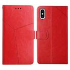 For iPhone X / XS Y Stitching Horizontal Flip Leather Phone Case with Holder & Card Slots & Wallet & Photo Frame(Red) - 1