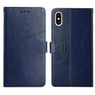 For iPhone X / XS Y Stitching Horizontal Flip Leather Phone Case with Holder & Card Slots & Wallet & Photo Frame(Blue) - 1