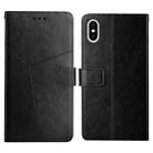 For iPhone X / XS Y Stitching Horizontal Flip Leather Phone Case with Holder & Card Slots & Wallet & Photo Frame(Black) - 1