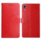 For iPhone XR Y Stitching Horizontal Flip Leather Phone Case with Holder & Card Slots & Wallet & Photo Frame(Red) - 1