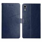 For iPhone XR Y Stitching Horizontal Flip Leather Phone Case with Holder & Card Slots & Wallet & Photo Frame(Blue) - 1