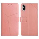 For iPhone XS Max Y Stitching Horizontal Flip Leather Phone Case with Holder & Card Slots & Wallet & Photo Frame(Rose Gold) - 1