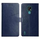 For Motorola Moto E7 Y Stitching Horizontal Flip Leather Phone Case with Holder & Card Slots & Wallet & Photo Frame(Blue) - 1