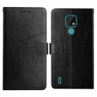 For Motorola Moto E7 Y Stitching Horizontal Flip Leather Phone Case with Holder & Card Slots & Wallet & Photo Frame(Black) - 1