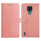 For Motorola Moto E7 Y Stitching Horizontal Flip Leather Phone Case with Holder & Card Slots & Wallet & Photo Frame(Rose Gold) - 1