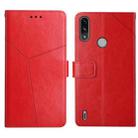 For Motorola Moto E7 Power Y Stitching Horizontal Flip Leather Phone Case with Holder & Card Slots & Wallet & Photo Frame(Red) - 1