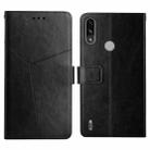 For Motorola Moto E7 Power Y Stitching Horizontal Flip Leather Phone Case with Holder & Card Slots & Wallet & Photo Frame(Black) - 1