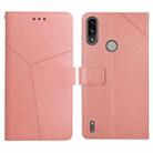 For Motorola Moto E7 Power Y Stitching Horizontal Flip Leather Phone Case with Holder & Card Slots & Wallet & Photo Frame(Rose Gold) - 1