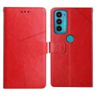 For Motorola Edge 20 Y Stitching Horizontal Flip Leather Phone Case with Holder & Card Slots & Wallet & Photo Frame(Red) - 1