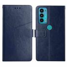 For Motorola Edge 20 Y Stitching Horizontal Flip Leather Phone Case with Holder & Card Slots & Wallet & Photo Frame(Blue) - 1