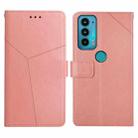 For Motorola Edge 20 Y Stitching Horizontal Flip Leather Phone Case with Holder & Card Slots & Wallet & Photo Frame(Rose Gold) - 1