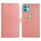 For Motorola Edge 20 Lite Y Stitching Horizontal Flip Leather Phone Case with Holder & Card Slots & Wallet & Photo Frame(Rose Gold) - 1