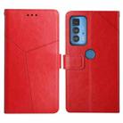 For Motorola Edge 20 Pro Y Stitching Horizontal Flip Leather Phone Case with Holder & Card Slots & Wallet & Photo Frame(Red) - 1