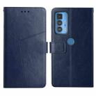 For Motorola Edge 20 Pro Y Stitching Horizontal Flip Leather Phone Case with Holder & Card Slots & Wallet & Photo Frame(Blue) - 1