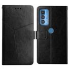 For Motorola Edge 20 Pro Y Stitching Horizontal Flip Leather Phone Case with Holder & Card Slots & Wallet & Photo Frame(Black) - 1