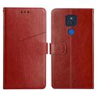 For Motorola Moto G Play 2021 Y Stitching Horizontal Flip Leather Phone Case with Holder & Card Slots & Wallet & Photo Frame(Brown) - 1