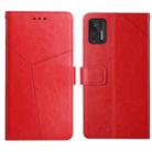 For Motorola Moto G Stylus 2021 Y Stitching Horizontal Flip Leather Phone Case with Holder & Card Slots & Wallet & Photo Frame(Red) - 1