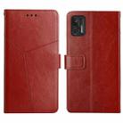 For Motorola Moto G Stylus 2021 Y Stitching Horizontal Flip Leather Phone Case with Holder & Card Slots & Wallet & Photo Frame(Brown) - 1