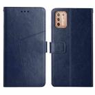 For Motorola Moto G9 Plus Y Stitching Horizontal Flip Leather Phone Case with Holder & Card Slots & Wallet & Photo Frame(Blue) - 1