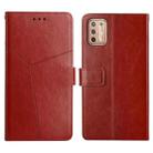 For Motorola Moto G9 Plus Y Stitching Horizontal Flip Leather Phone Case with Holder & Card Slots & Wallet & Photo Frame(Brown) - 1