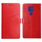 For Motorola Moto G9 / G9 Play Y Stitching Horizontal Flip Leather Phone Case with Holder & Card Slots & Wallet & Photo Frame(Red) - 1