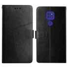 For Motorola Moto G9 / G9 Play Y Stitching Horizontal Flip Leather Phone Case with Holder & Card Slots & Wallet & Photo Frame(Black) - 1