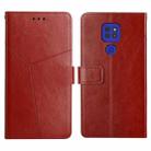 For Motorola Moto G9 / G9 Play Y Stitching Horizontal Flip Leather Phone Case with Holder & Card Slots & Wallet & Photo Frame(Brown) - 1