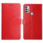 For Motorola Moto G10 / G20 / G30 Y Stitching Horizontal Flip Leather Phone Case with Holder & Card Slots & Wallet & Photo Frame(Red) - 1