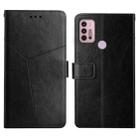 For Motorola Moto G10 / G20 / G30 Y Stitching Horizontal Flip Leather Phone Case with Holder & Card Slots & Wallet & Photo Frame(Black) - 1