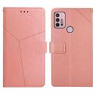 For Motorola Moto G10 / G20 / G30 Y Stitching Horizontal Flip Leather Phone Case with Holder & Card Slots & Wallet & Photo Frame(Rose Gold) - 1