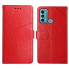 For Motorola Moto G40 / G60 Y Stitching Horizontal Flip Leather Phone Case with Holder & Card Slots & Wallet & Photo Frame(Red) - 1