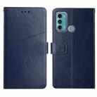 For Motorola Moto G40 / G60 Y Stitching Horizontal Flip Leather Phone Case with Holder & Card Slots & Wallet & Photo Frame(Blue) - 1