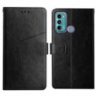 For Motorola Moto G40 / G60 Y Stitching Horizontal Flip Leather Phone Case with Holder & Card Slots & Wallet & Photo Frame(Black) - 1