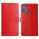 For Motorola Moto G50 Y Stitching Horizontal Flip Leather Phone Case with Holder & Card Slots & Wallet & Photo Frame(Red) - 1