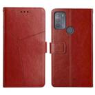 For Motorola Moto G50 Y Stitching Horizontal Flip Leather Phone Case with Holder & Card Slots & Wallet & Photo Frame(Brown) - 1