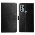 For Motorola Moto G60S Y Stitching Horizontal Flip Leather Phone Case with Holder & Card Slots & Wallet & Photo Frame(Black) - 1